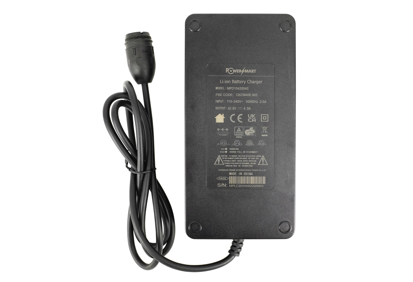 42V 4A Akkuladegerät mit Rosenberger-Stecker, Ladegerät für 36V Rotwild ZEG BMZ Gazelle und alle Akkus mit Rosenberger-Anschluss