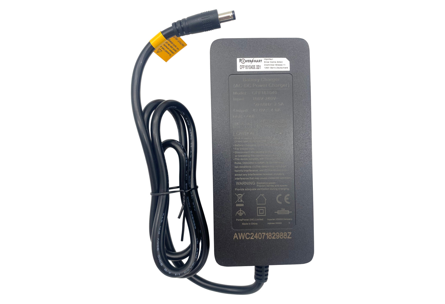 Caricabatterie GaN 42V 4A per batteria agli ioni di litio per bici elettrica da 36V, spina CC 5,5*2,1 mm