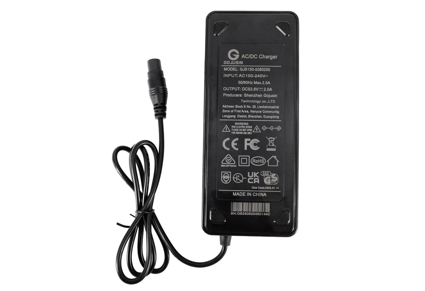 54.6V 2A Charger for Xiaomi Electric Scooter 5 Max, 4 Pro Max, Segway ZT3 Pro & Ninebot Max G3 – 48V E‑Scooter Replacement Battery Charger