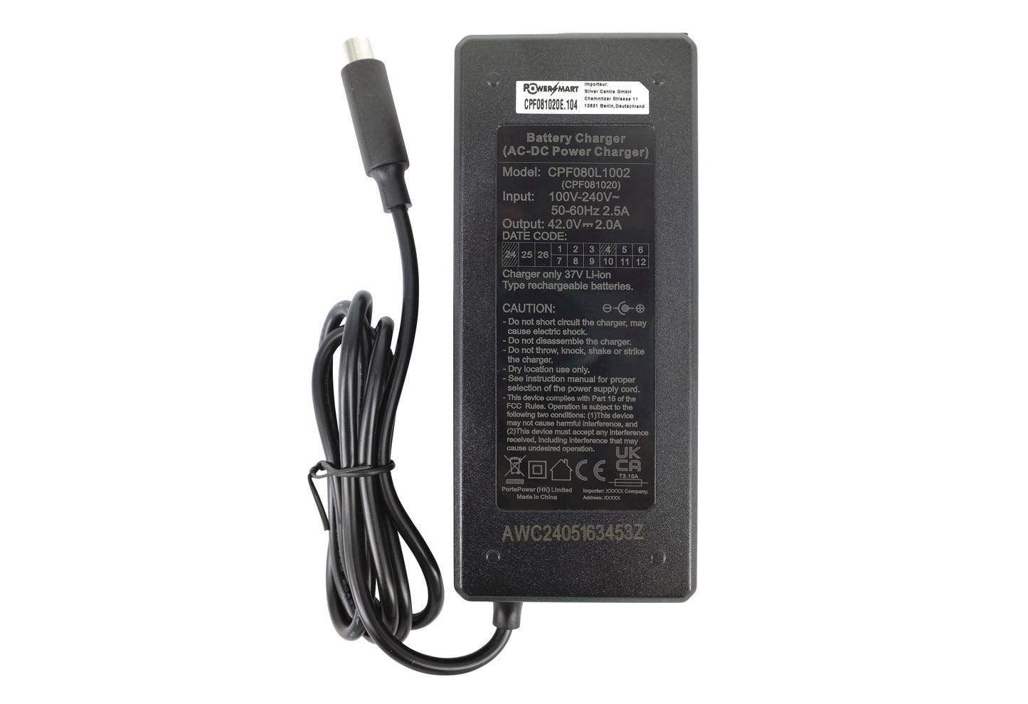 36V 2A-oplader voor Xiaomi M365, Ninebot ES1 ES2 ES4-scooter