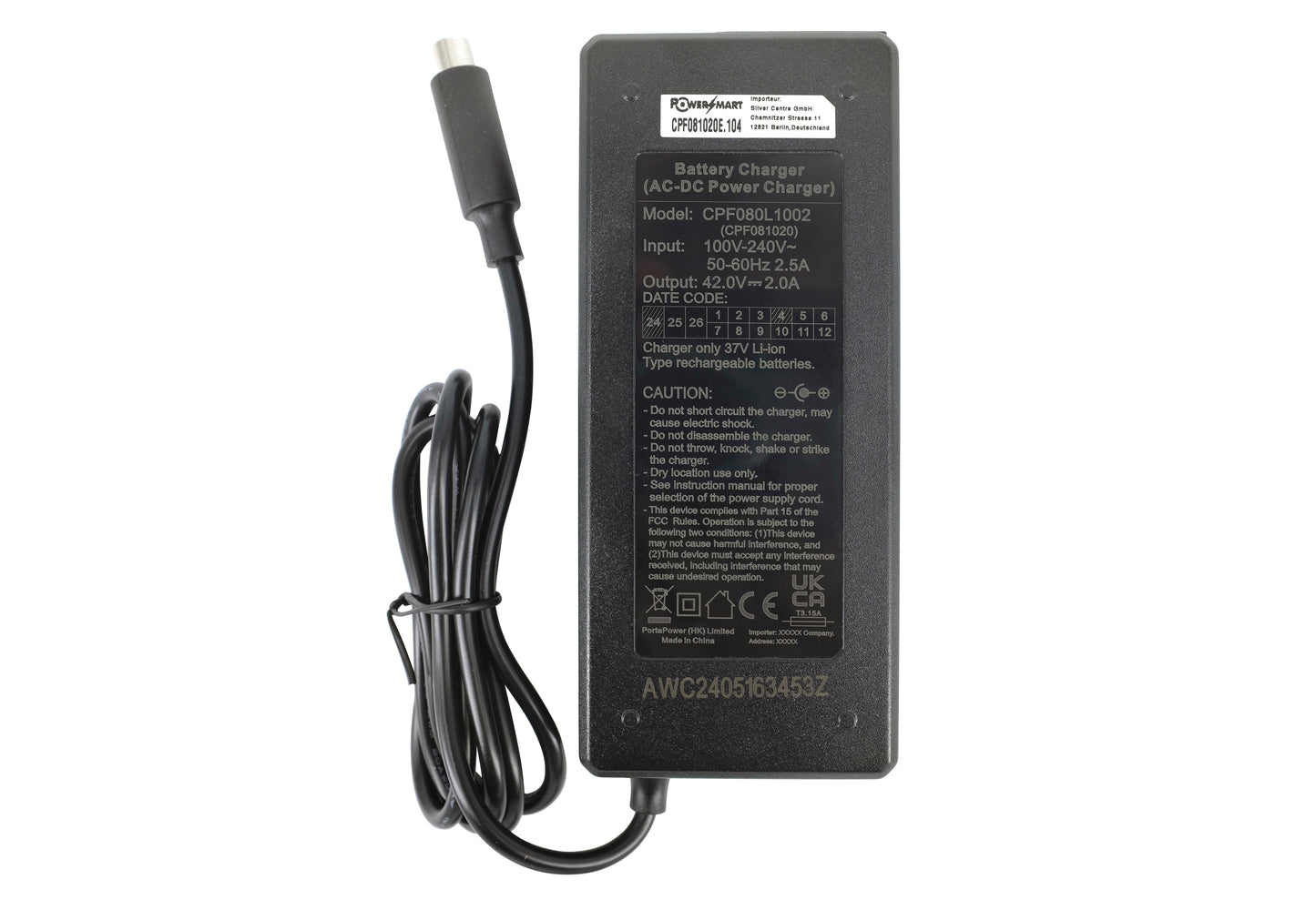 36V 2A Charger for Xiaomi M365, Ninebot ES1 ES2 ES4 Scooter