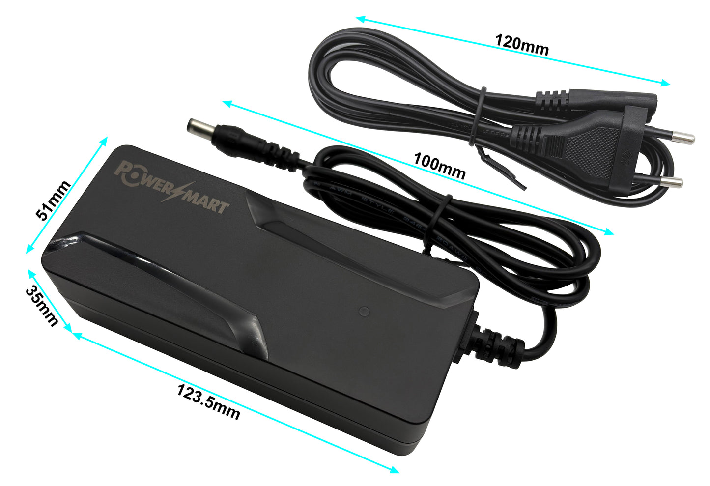 E-bike-lader 42V 2.0A voor 36V-accu's van Ansmann, Kalkhoff, Montana, Union, Victoria, Prophete, LLOBE en nog veel meer (DC 5,5×2,1mm)