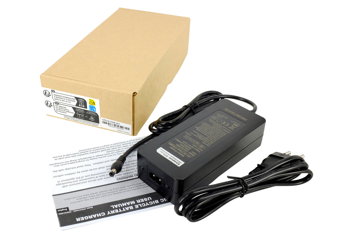 54,6V 3A Snellader voor 48V (13S) Li-Ion E-Bike, Pedelec & Elektrische Step (DC 5,5 x 2,1 mm Stekker)