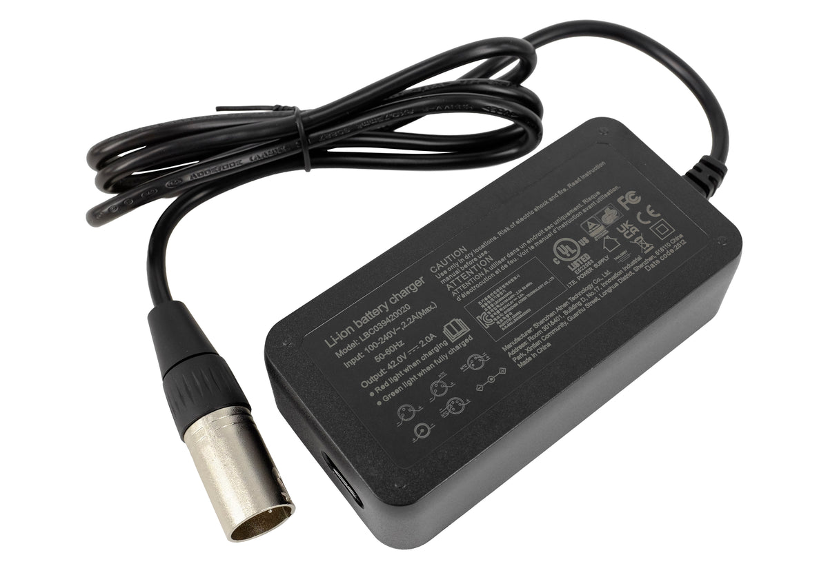 Caricabatterie E‑Bike 42V 2A per Batterie TranzX BL03, BL05, BL07, BL09 36V e Victoria – Caricabatterie XLR 5 Pin