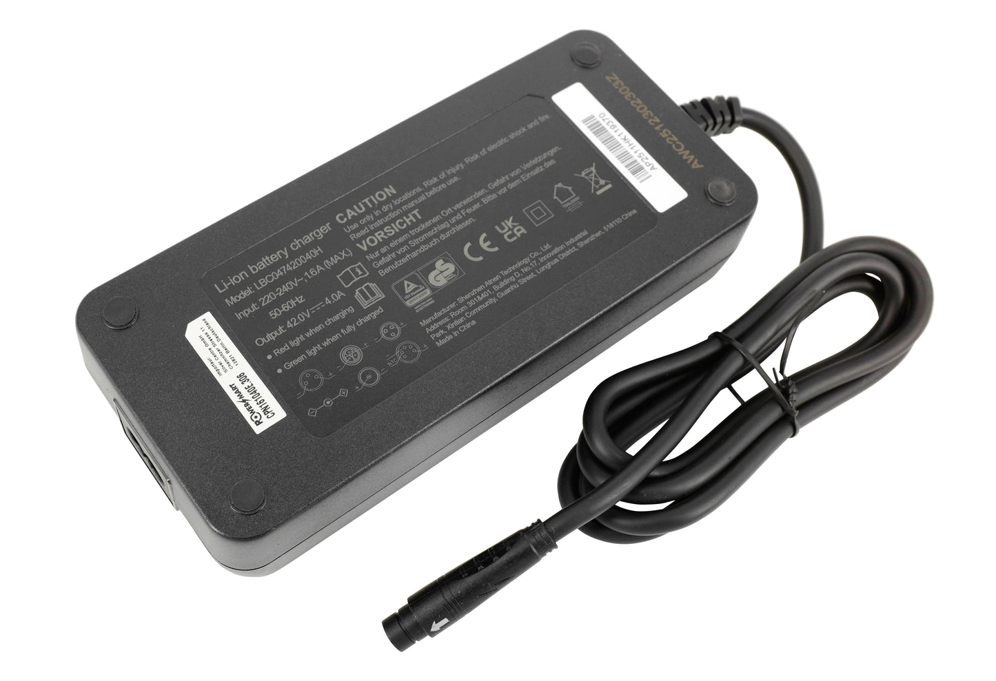 36V 2A Hyena Systems E-Bike-Akku-Ersatzladegerät für Carrera Impel und Feu Vert E-Rox Elektrofahrräder