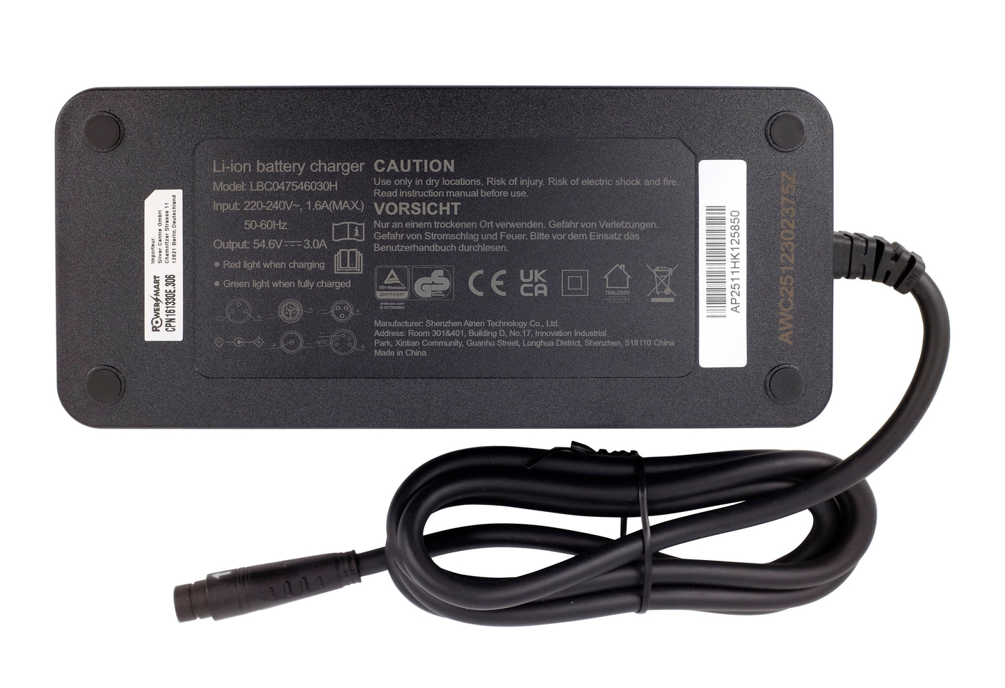 Ladegerät für E-Bikes mit 48-V-Akku, Ersatz für MATE X 750W 48V (MAX 3-polig) 14,5–17,5Ah Akku