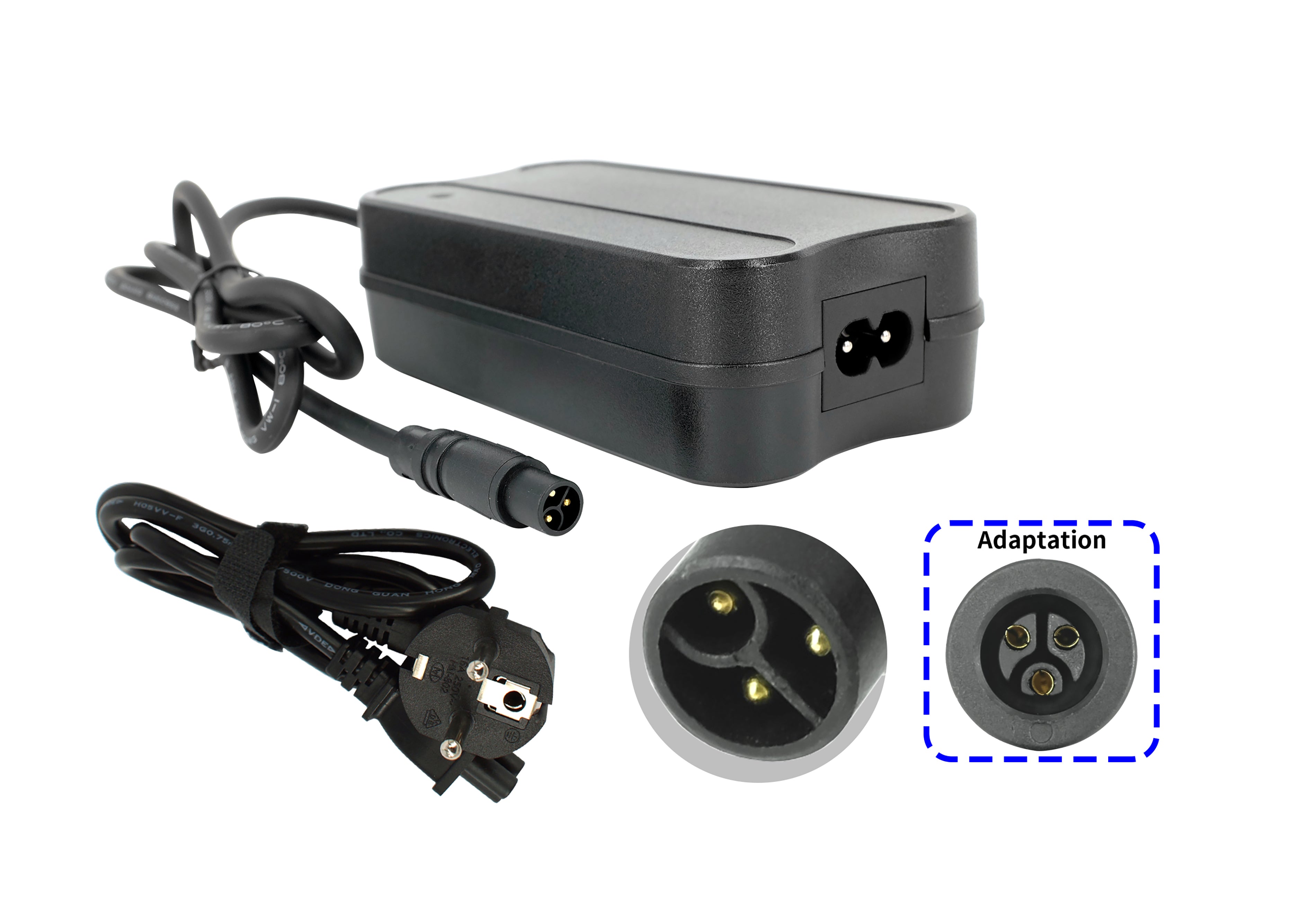 Caricabatterie per bici elettrica da 36 V con spina ST a 3 pin per batterie per bici Qwic Premium e Urban integrate nel telaio (tubo obliquo)
