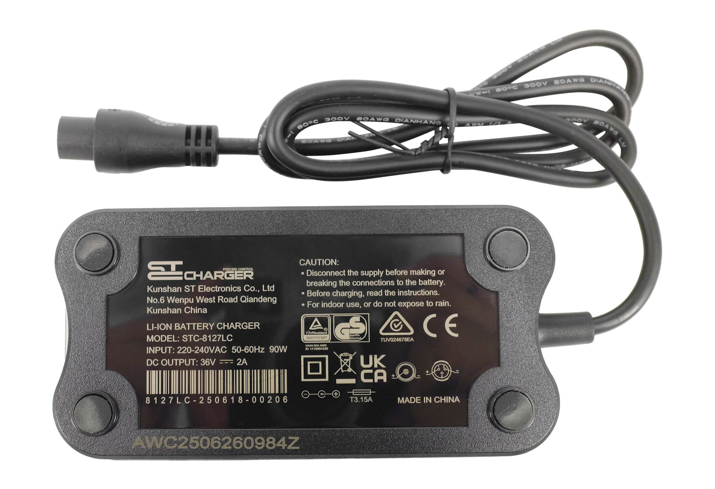 Ebike acculader 36V 2A 3-pins