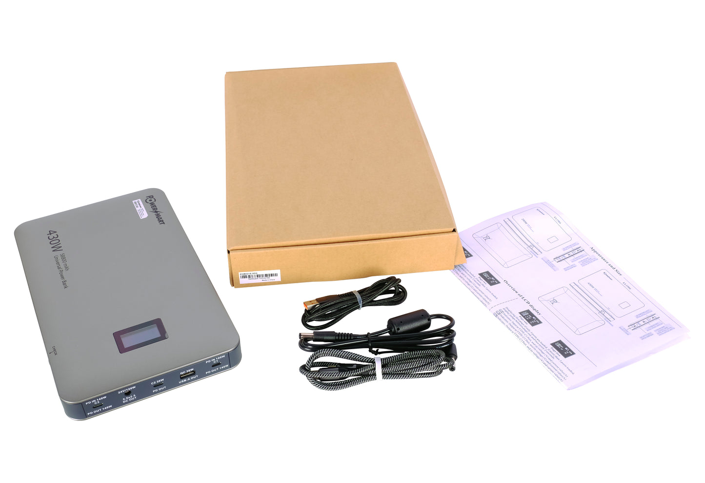 All‑in‑One Power Bank rápido de 430W con 5 puertos (3 USB‑C + 1 USB‑A + DC) | Carga rápida para portátiles, drones y móviles