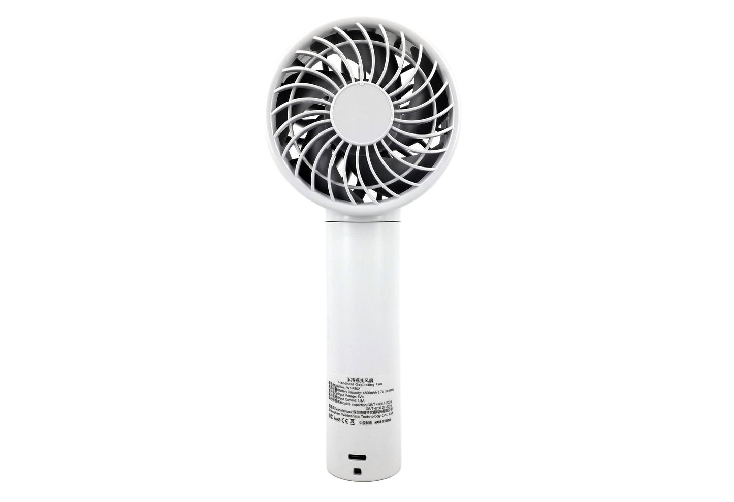 Tragbarer USB‑C Ventilator mit 4500mAh Akku, 100‑stufiger Geschwindigkeitsregelung & 90° Oszillation – Hand- & Tischventilator mit Digitalanzeige