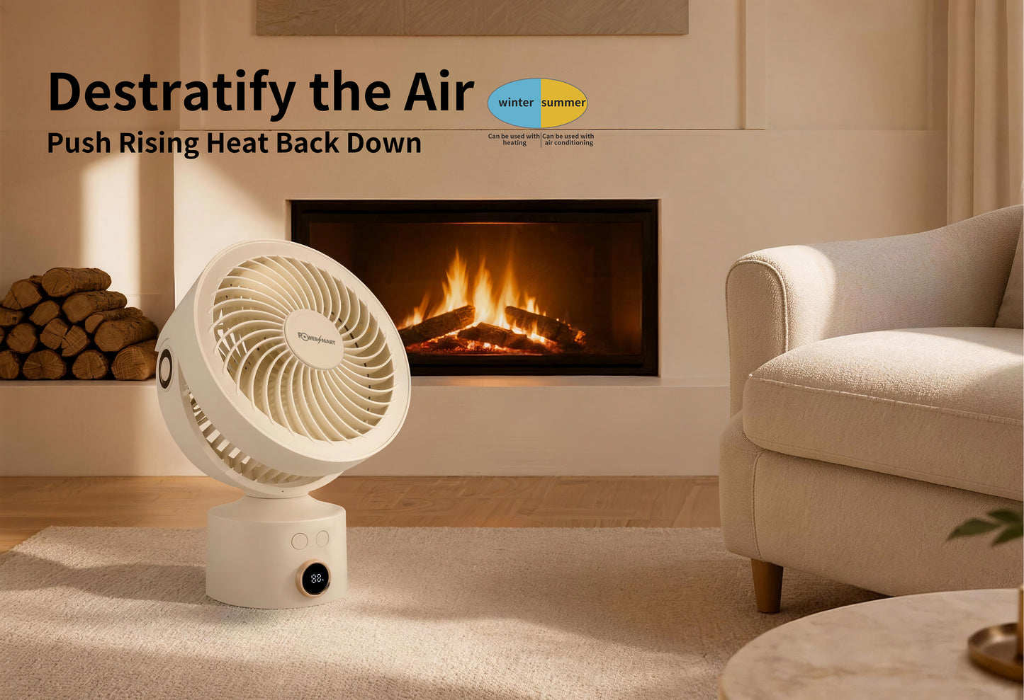 3D Air Circulation Table Fan with 110° Oscillation, 4000mAh Rechargeable Battery, 3 Speeds, 4H Timer & Aromatherapy Function – USB‑C Portable Air Circulator
