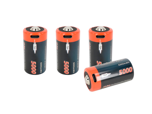 Batteria ricaricabile agli ioni di litio USB C, confezione da 4 da 1,5 V 5000 mWh con porta di tipo C
