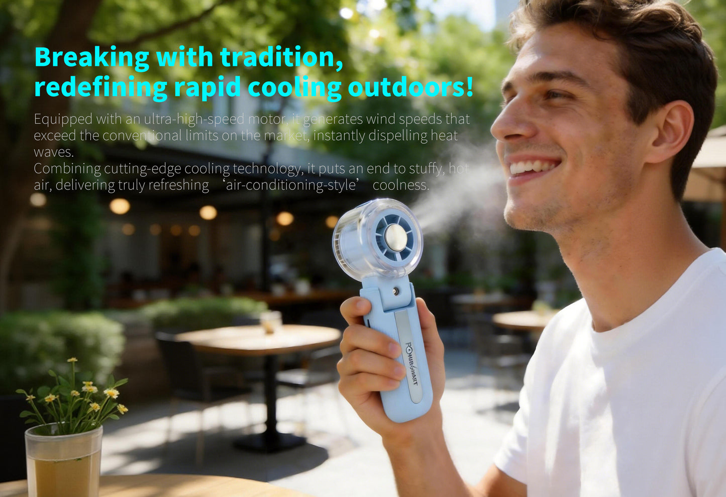 3-in-1 Handheld Fan with Semiconductor Cooling, Water Mist & Turbo Wind | 3600mAh Foldable Portable Fan
