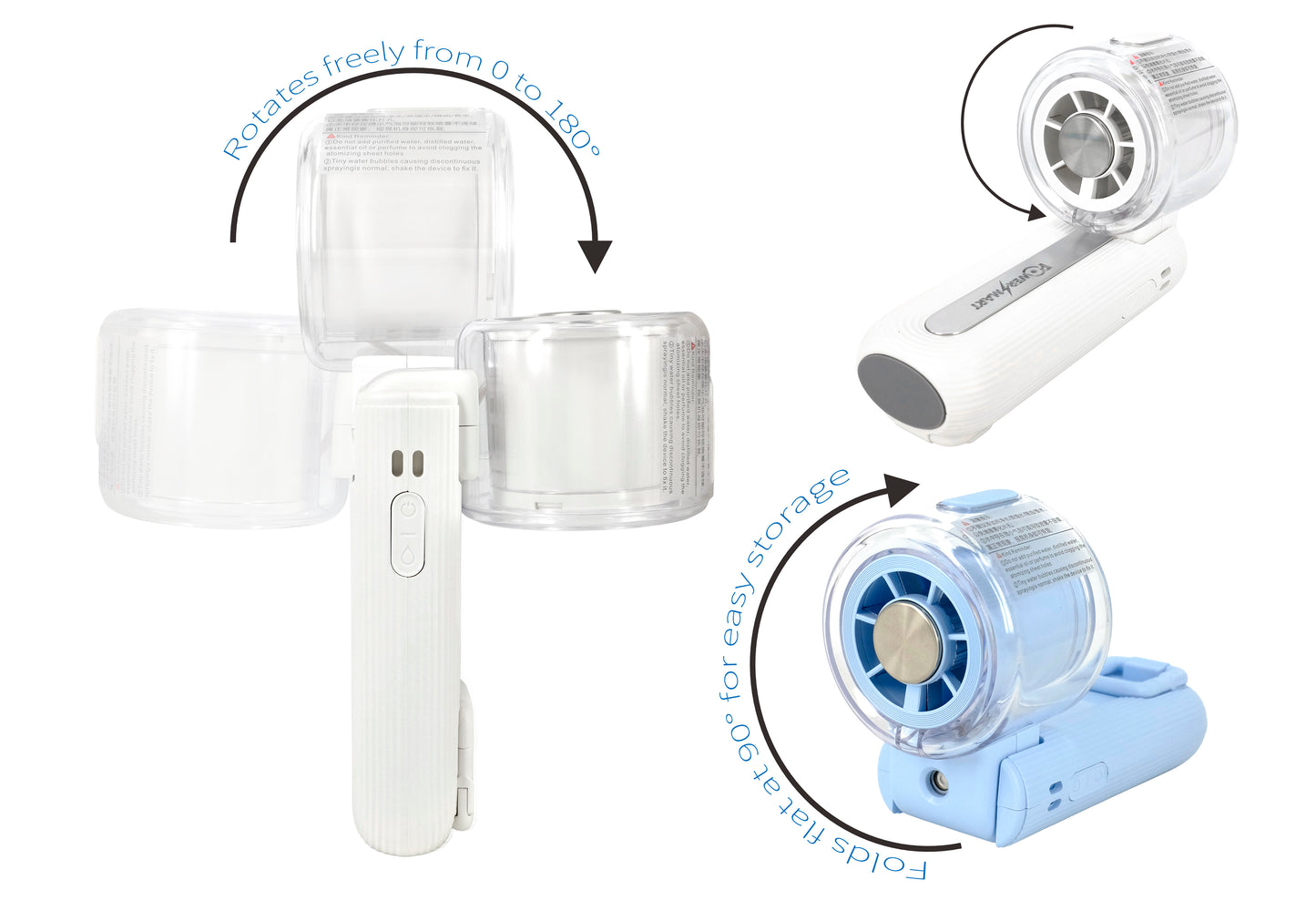 3-in-1 Handheld Fan with Semiconductor Cooling, Water Mist & Turbo Wind | 3600mAh Foldable Portable Fan