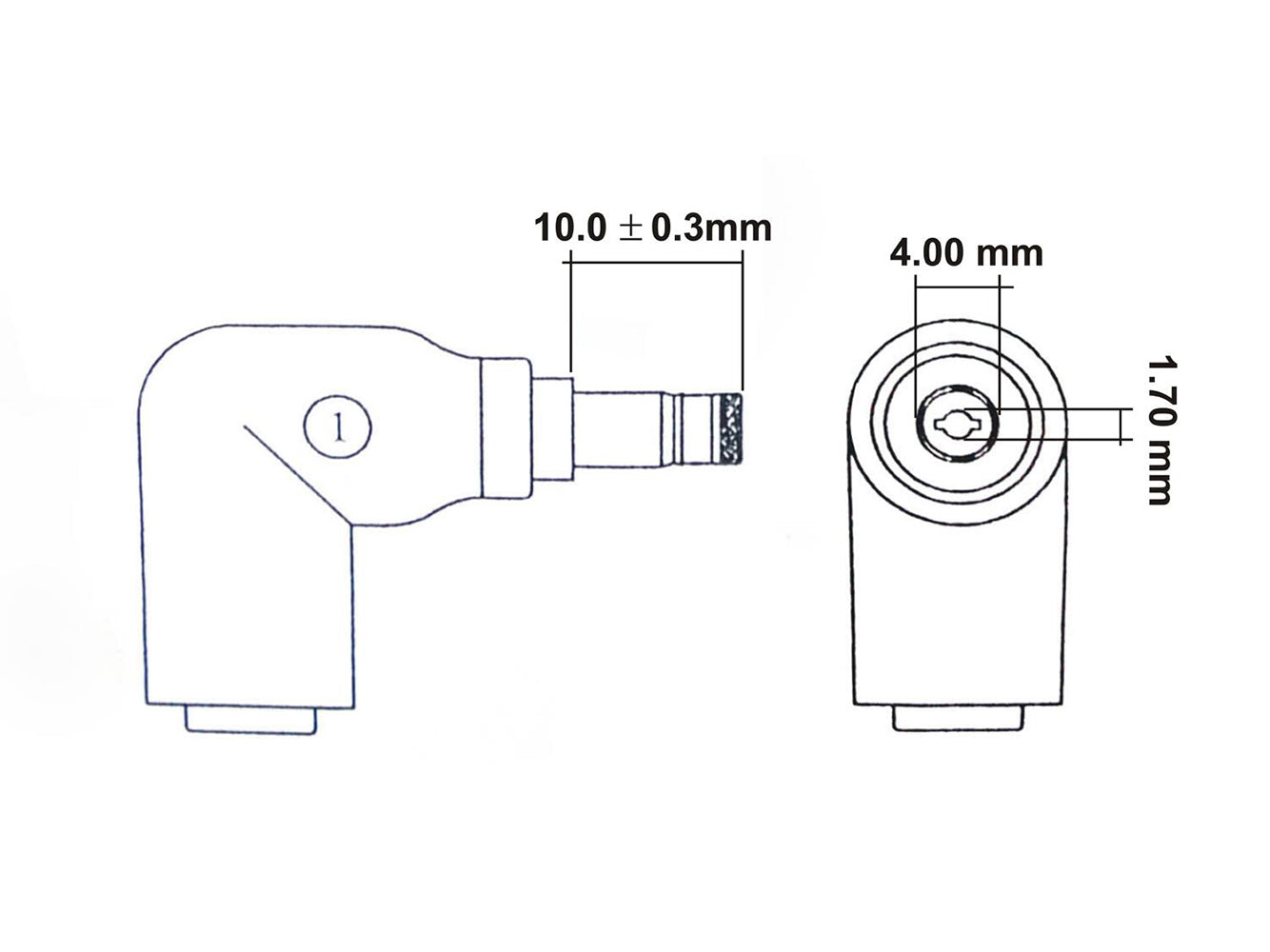 Punta del connettore C1 - Connettore maschio 4,0 x 1,75 mm con jack femmina 5,5 x 2,5 mm