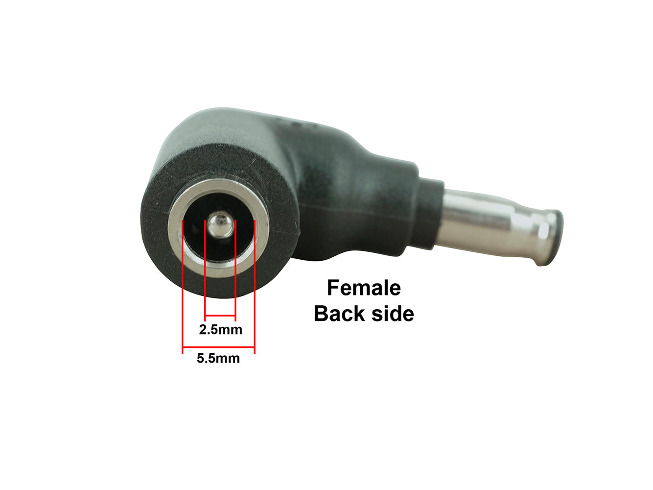 Punta del connettore C2 - Connettore maschio da 5,5 x 3,3 mm con pin centrale a jack femmina da 5,5 x 2,5 mm