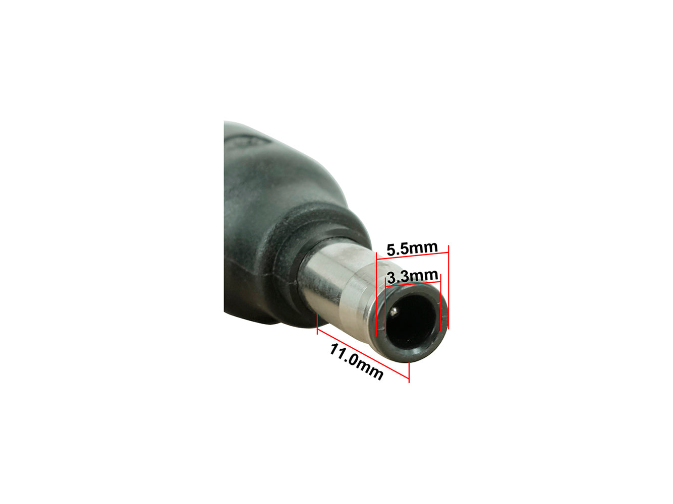 Punta del connettore C2 - Connettore maschio da 5,5 x 3,3 mm con pin centrale a jack femmina da 5,5 x 2,5 mm