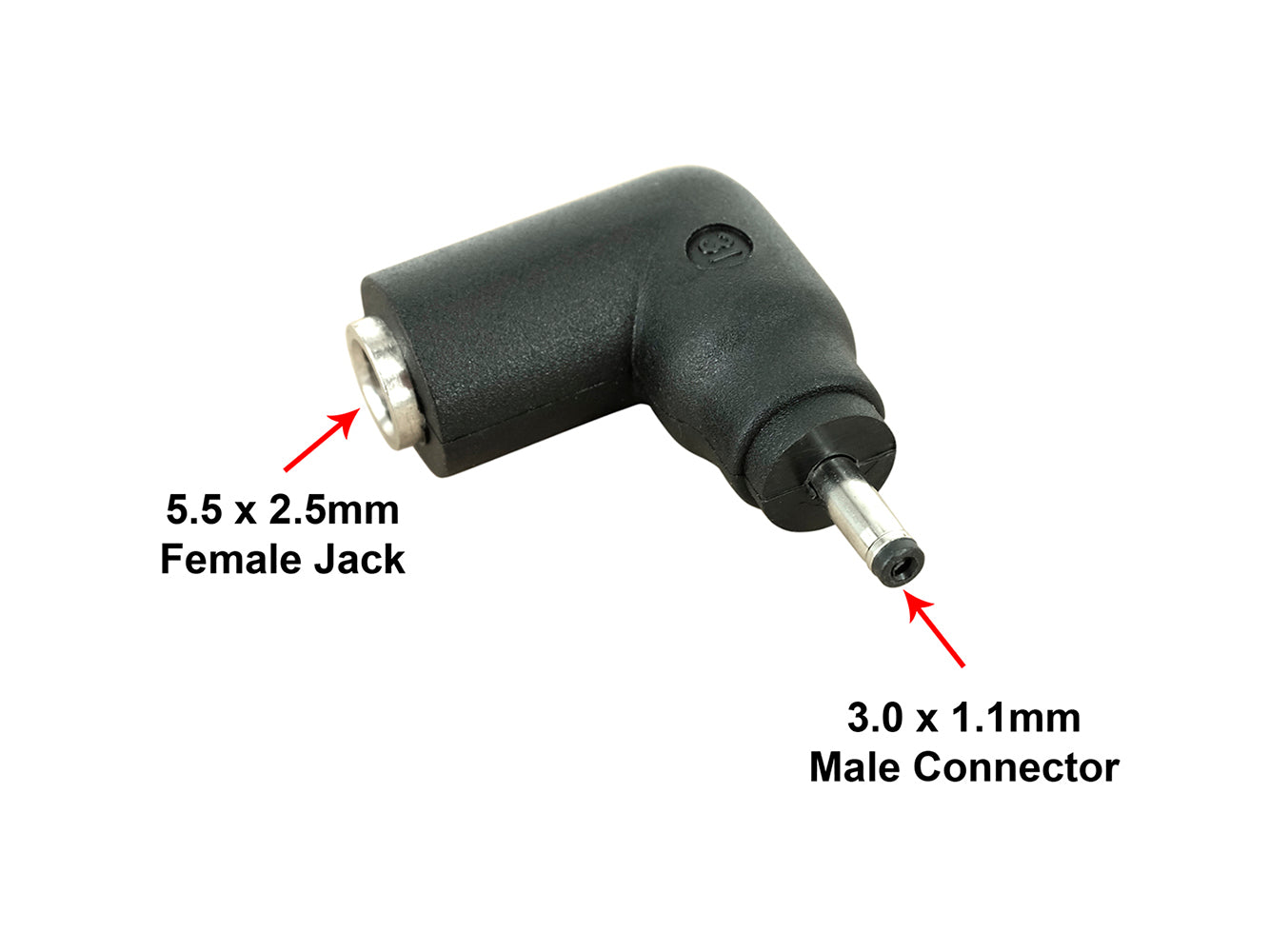Punta del connettore C31 - Connettore maschio da 3,0 x 1,1 mm a jack femmina da 5,5 x 2,5 mm