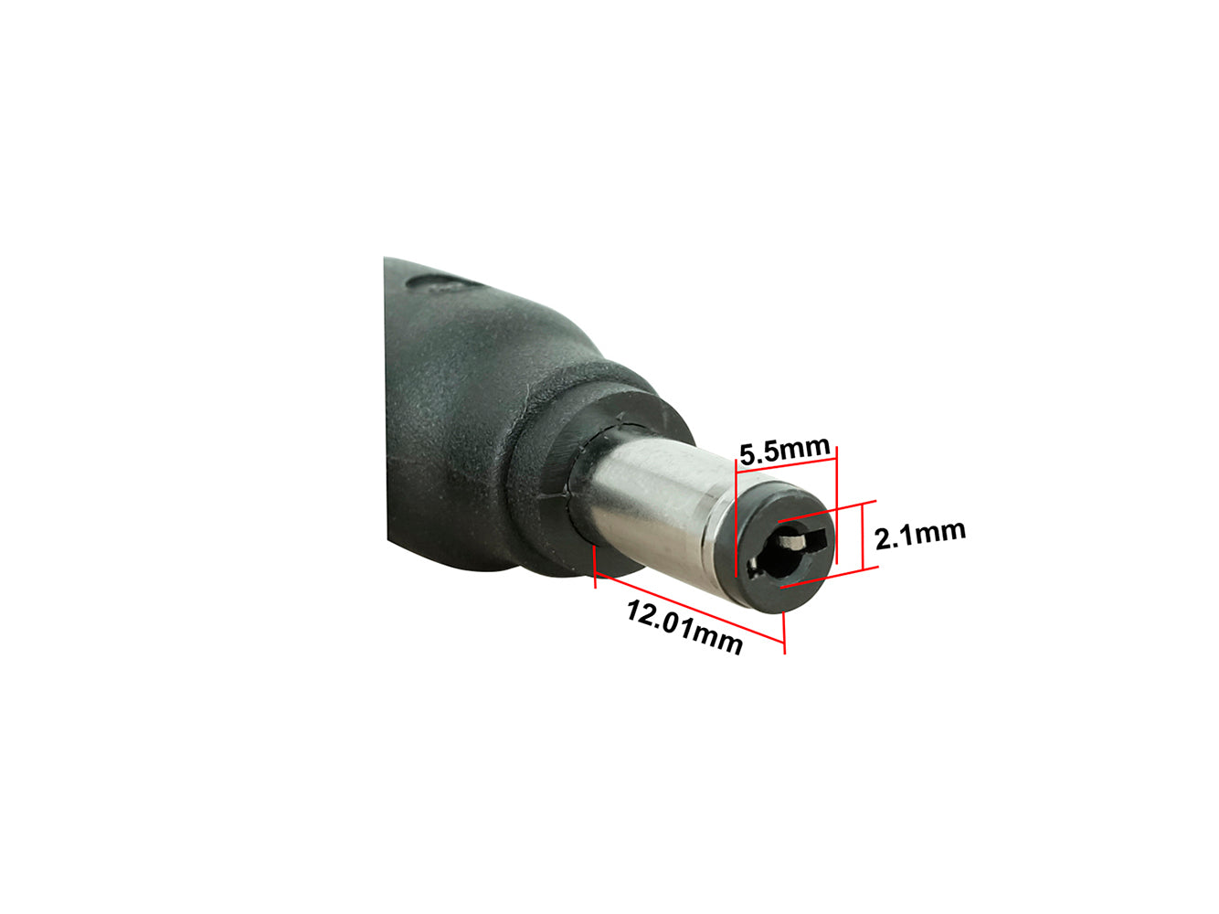 Punta del connettore C3 - Connettore maschio a barilotto da 5,5 x 2,1 mm con jack femmina da 5,5 x 2,5 mm