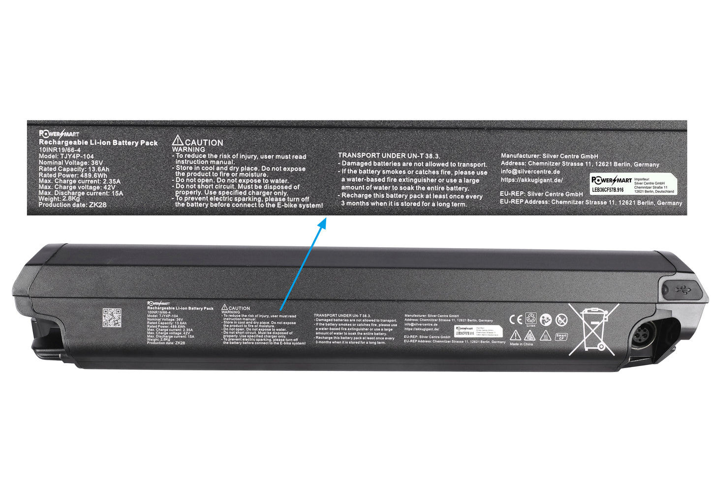 36V-14Ah/504Wh E Bike Battery,Replacement for Adore,Allegro,Crussis,Emu,Fifito,Juicy Bike,LOVELEC,LEADER FOX,Oxygen,Proxy Cycle,Telefunken,VARANEO,Zenith