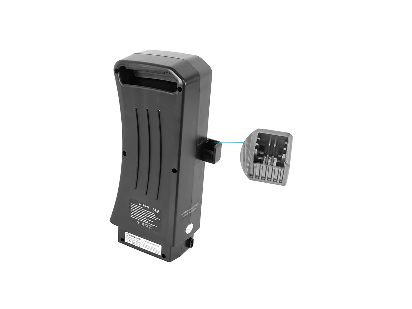 Batteria Powersmart SideClick SILVER 36V 13,6Ah per e-bike con batteria SideClick di Prophete, Zündapp, Kreidler, Mercedes Benz e altri (modelli 412 / 447)