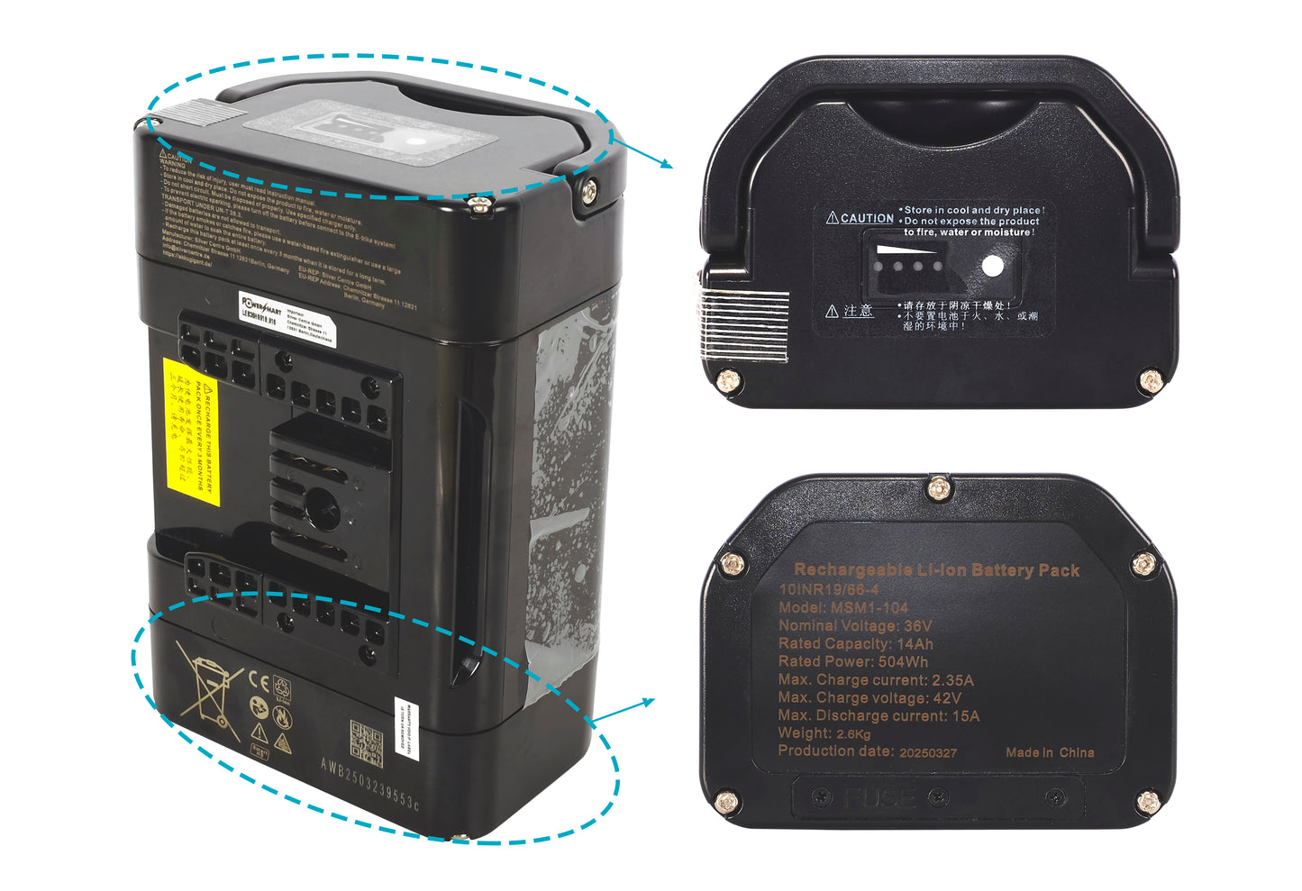 Batteria JohnnyLoco Multi-fit 36V 14Ah per bici elettrica JohnnyLoco (Smart BMS)
