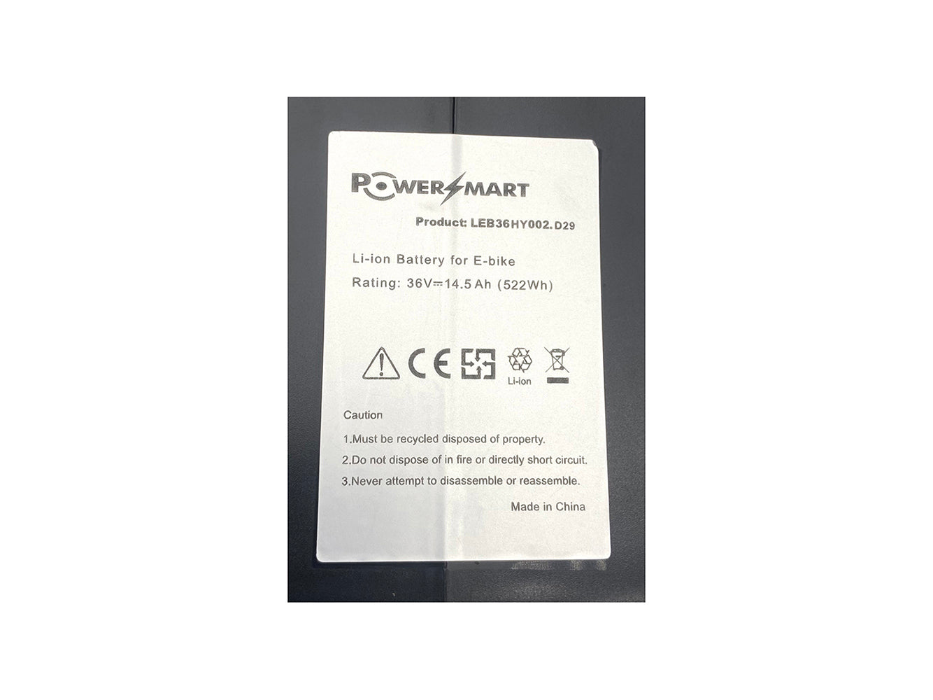 36V 17Ah Li-ion  E-Bike Battery Replacement for Panasonic EEB-CS-PRT361SL, 19396-1GP, EEB-CS-PRT361SL