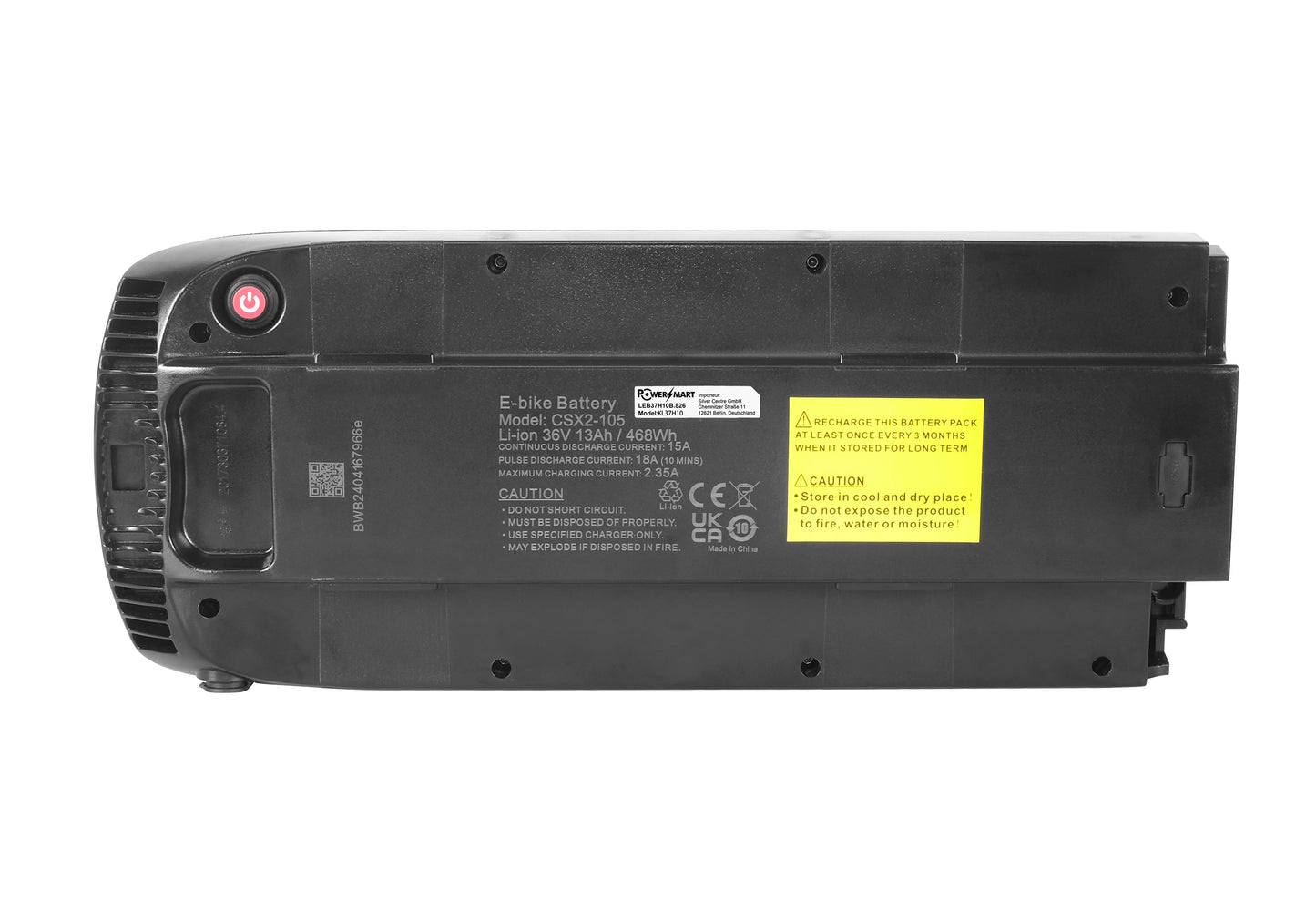 Batterie Li-Ion 36 V - 13 Ah pour vélo électrique, compatible avec les modèles Crescent Elin/Elina, Crescent Elmo, Crescent Elwin et Crescent Elora.