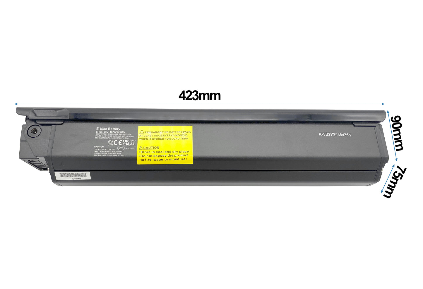 Batería de iones de litio de 36 V, 16 Ah/576 Wh para bicicleta eléctrica