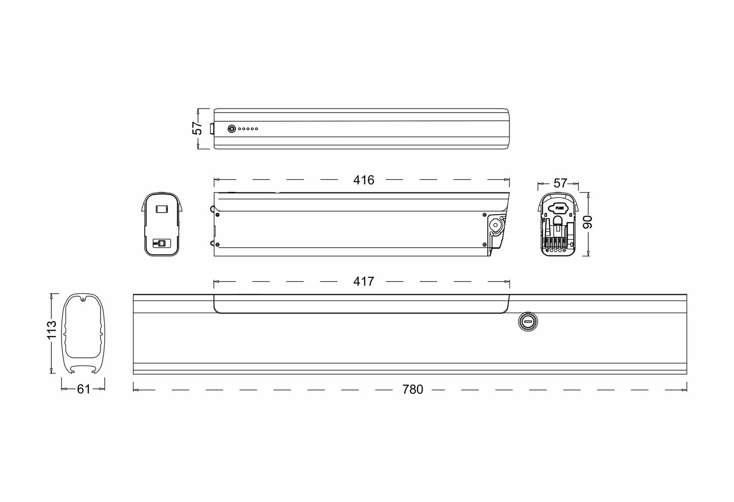 Li-Ion 36V - 11,6Ah/417,6Wh QWIC Fahrradakku für QWIC BA000130,Qwic premium i-MN7+