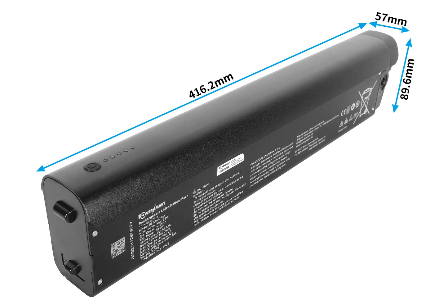 Qwic Premium E-Bike Vervangende Accu 36V 15Ah Geschikt voor MN7 & MD9