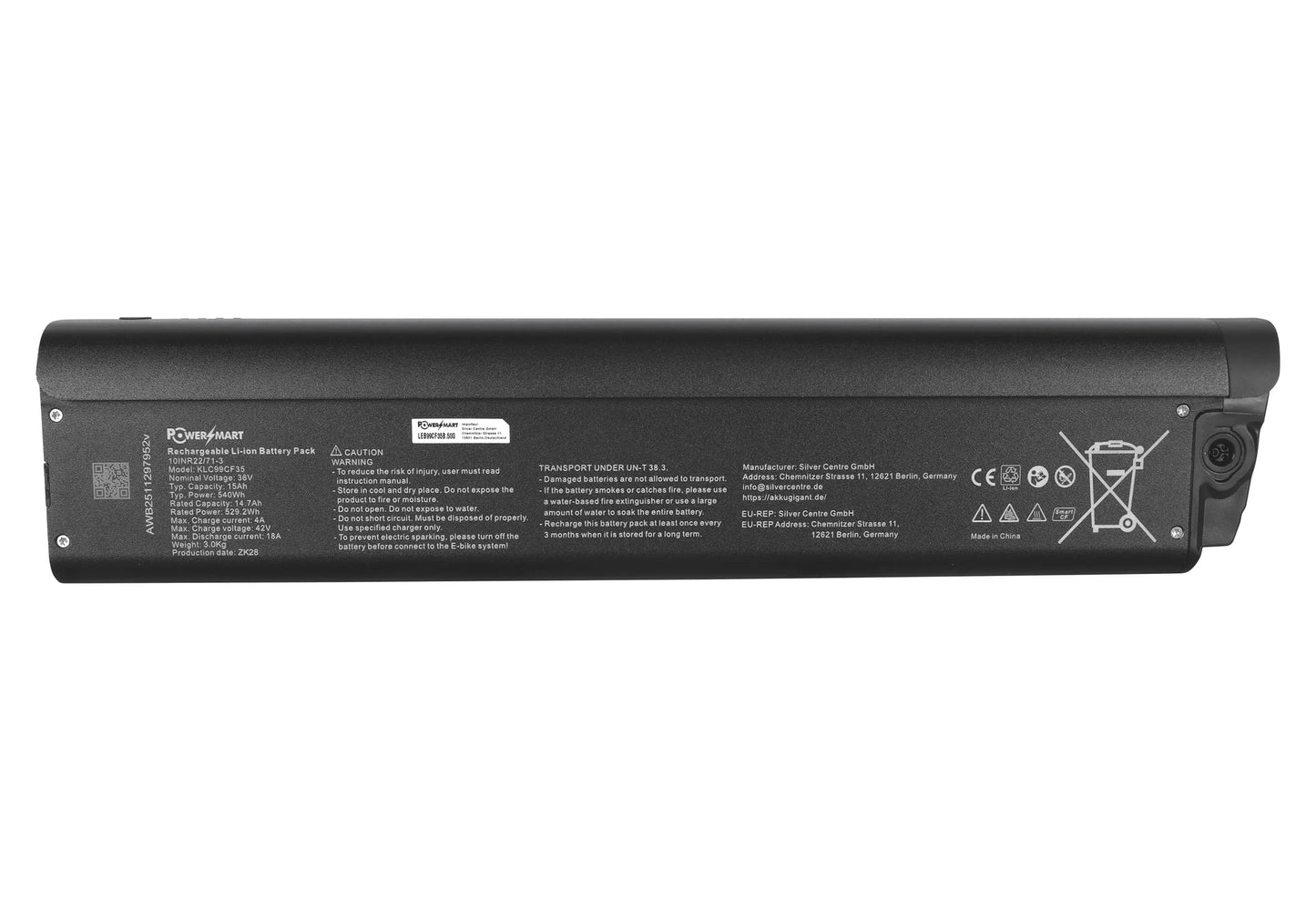 Qwic Premium E-Bike Vervangende Accu 36V 15Ah Geschikt voor MN7 & MD9