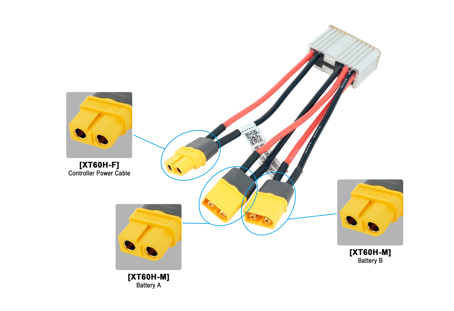 Connettore per doppia batteria 24/36/48 V 15 A per due batterie in parallelo Modulo di equalizzazione