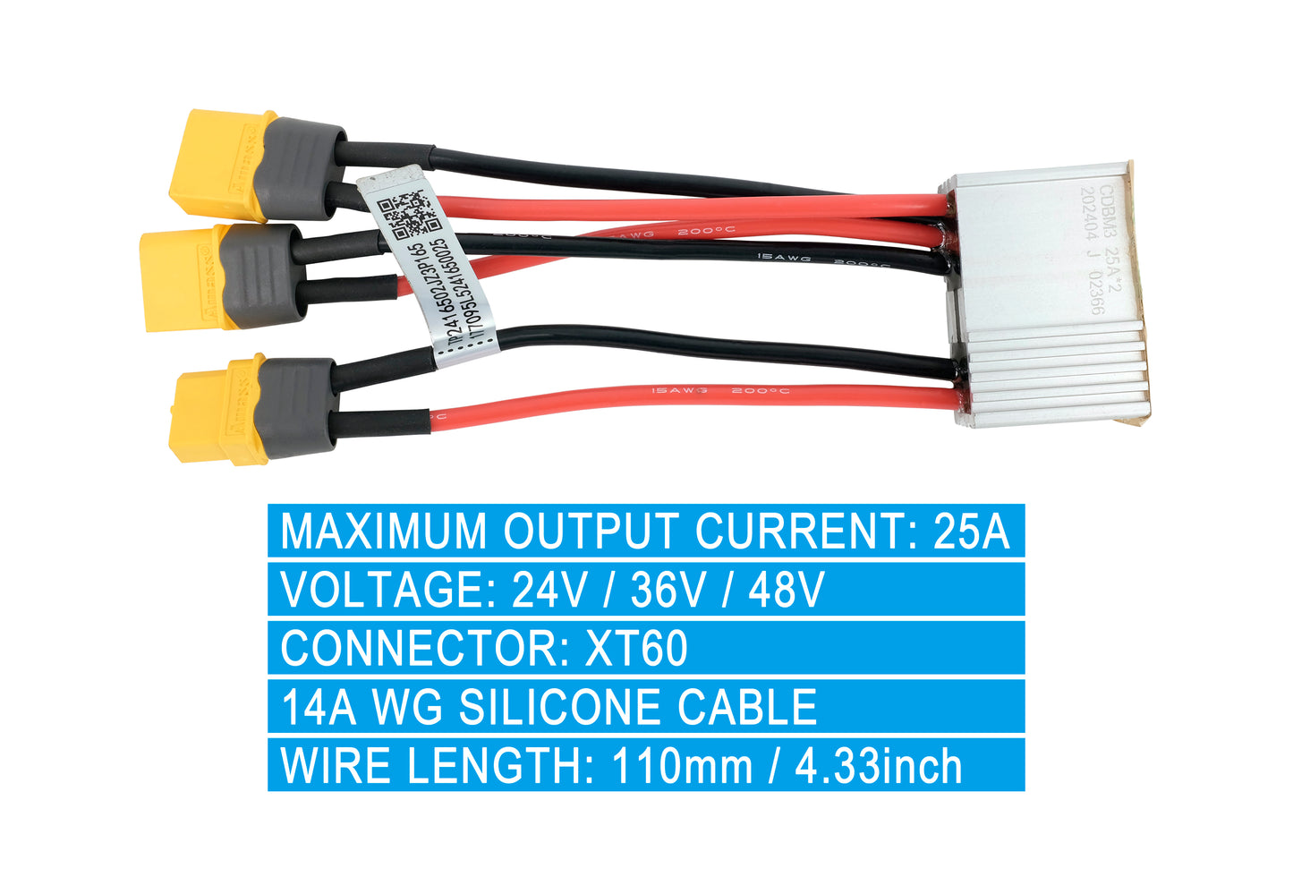 Connettore per doppia batteria 24/36/48 V 15 A per due batterie in parallelo Modulo di equalizzazione