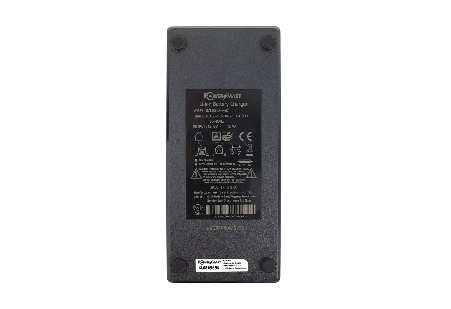Caricabatterie Powersmart per bici elettrica 36V 2A per batterie Phylion (spina Pentagon)-1