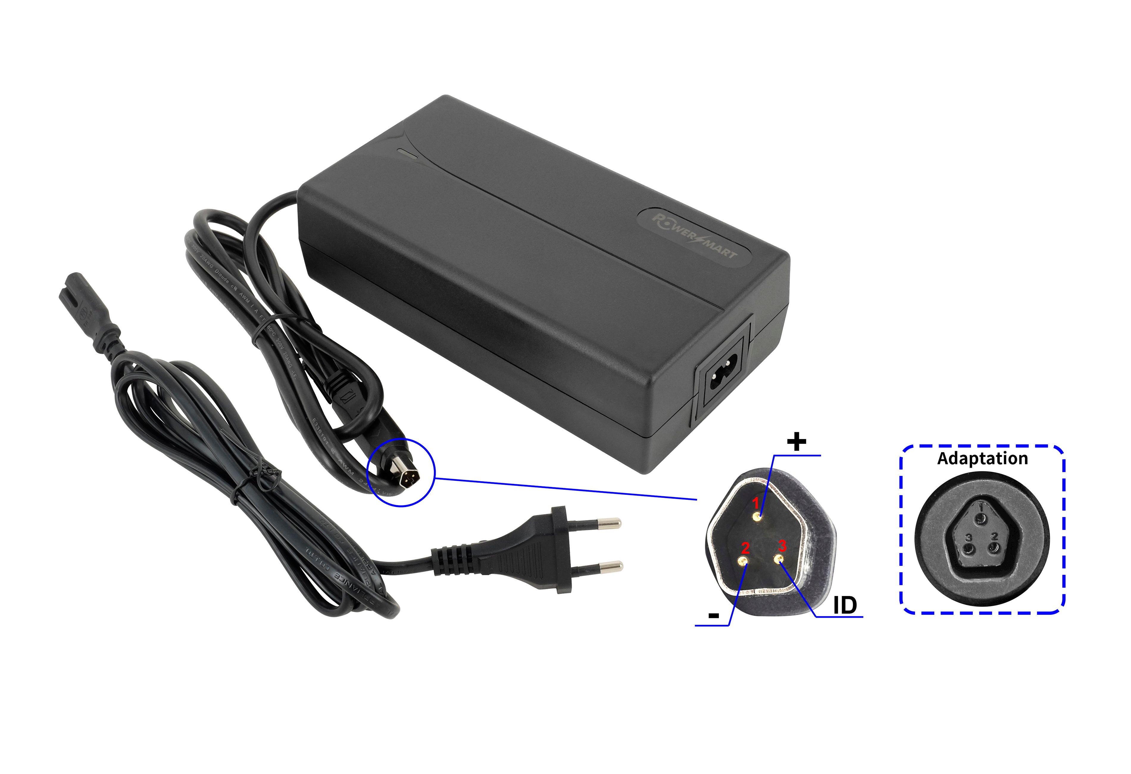 Caricabatterie Powersmart per bici elettrica 48V 2A per batterie Phylion (spina Pentagon)
