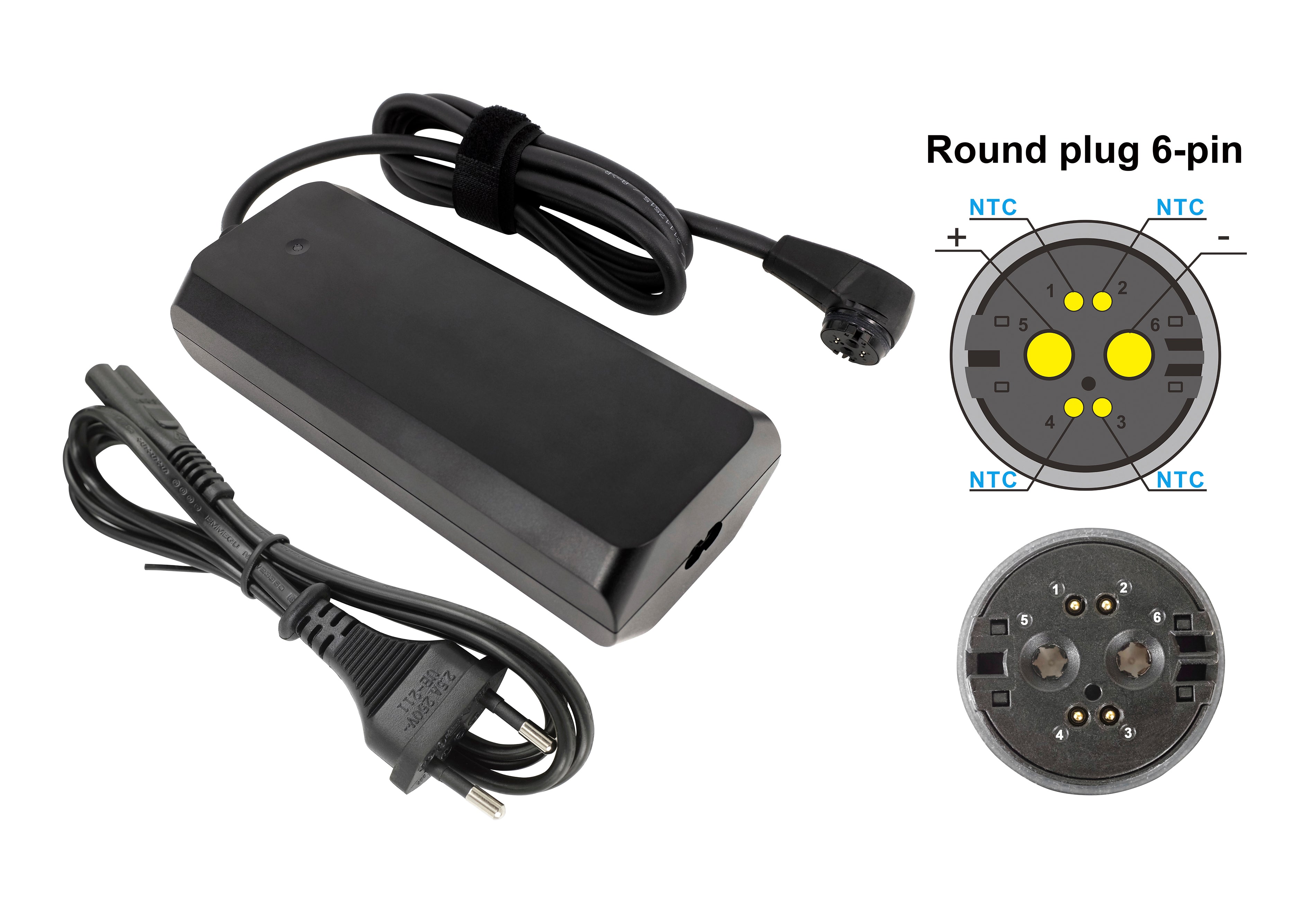 42V 4A EBike Ladegerät mit Rosenberger Rundstecker 6 Pin, Ladegerät fü– PowerSmart