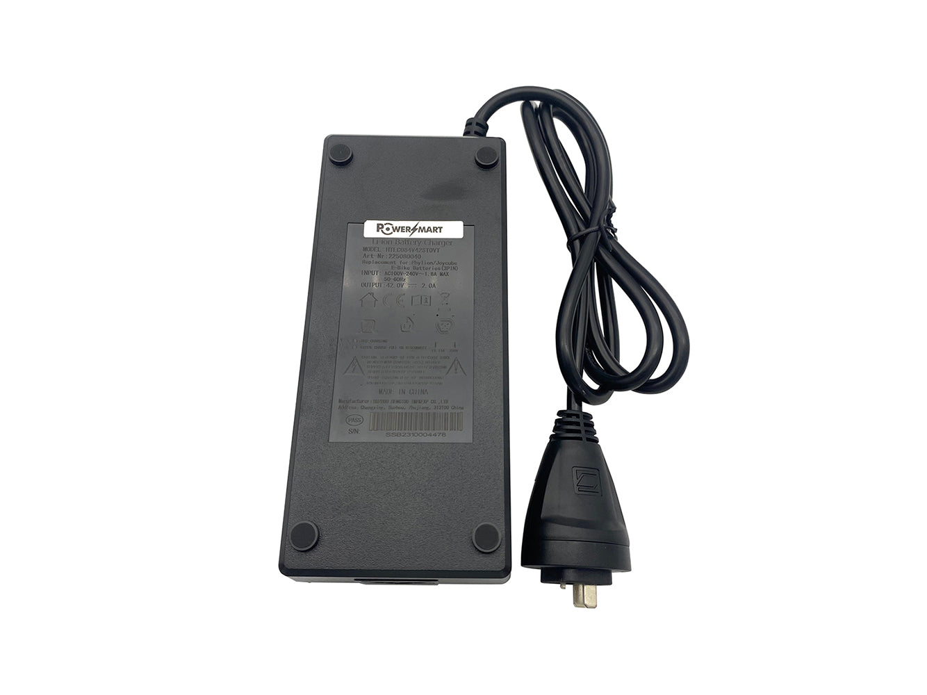Caricabatterie 42V 2A per batteria Phylion E-Bike da 36V, spina Phylion ovale a 3 pin