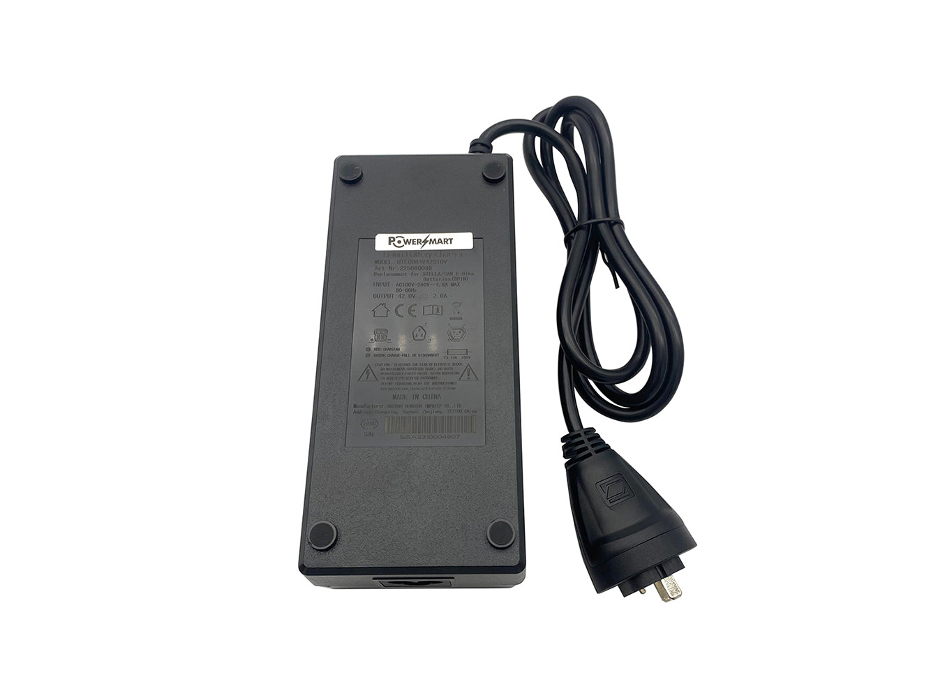Caricabatterie 42V 2A per batteria Stella E-Bike da 36V, spina Stella ovale a 3 pin