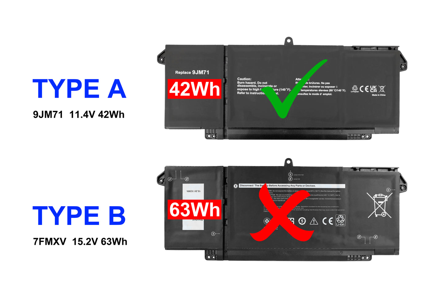 Laptop Battery Replacement for Dell Latitude 13 5320, Latitude 14 7320, Latitude 14 7420, Latitude 7320 14MDJ