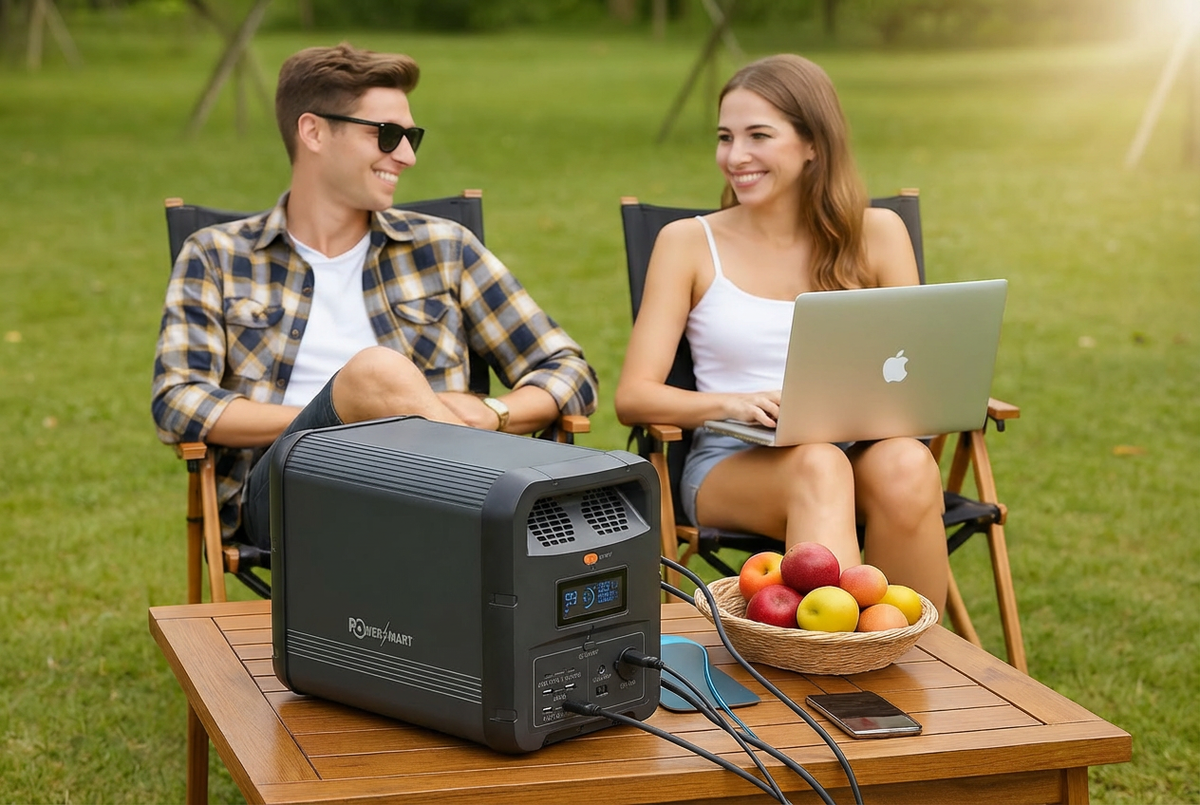 Tragbare Powerstation 2160Wh 2200W mit LiFePO4 Akku, 2 Std. Schnellladung, 800W Solareingang, App‑Steuerung (WiFi/Bluetooth) – Solargenerator für Camping & Notstrom Zuhause