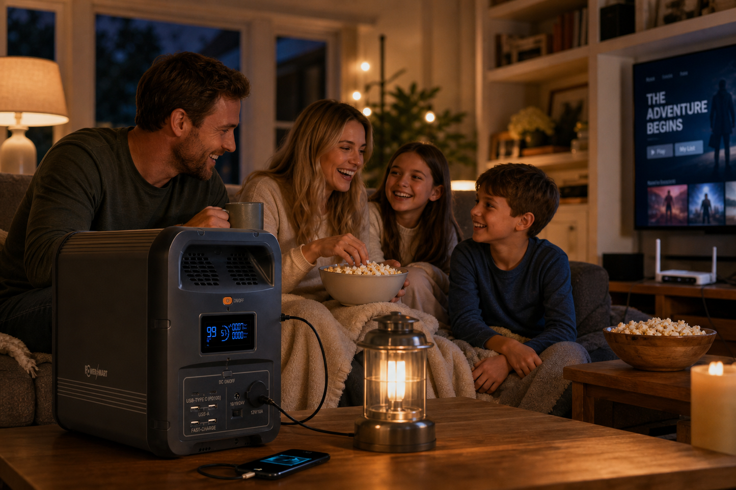 Tragbare Powerstation 2160Wh 2200W mit LiFePO4 Akku, 2 Std. Schnellladung, 800W Solareingang, App‑Steuerung (WiFi/Bluetooth) – Solargenerator für Camping & Notstrom Zuhause
