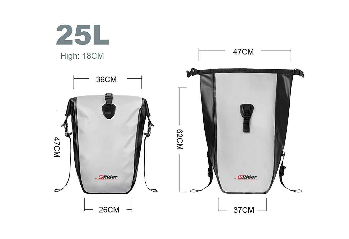 PowerSmart Wasserdichte Fahrradtasche 25L robust und langlebig
