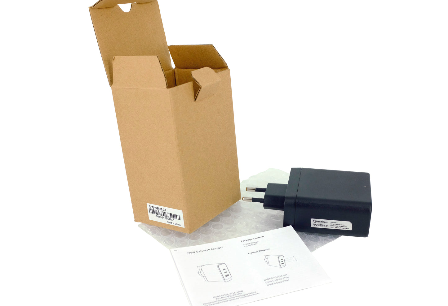 100W 3-poorts GaN snellader, PD 3.0 meervoudige compacte lader compatibel met iPhone 16 Pro Max MacBook Air iPad Samsung S24 Ultra Huawei Xiaomi DJI etc.