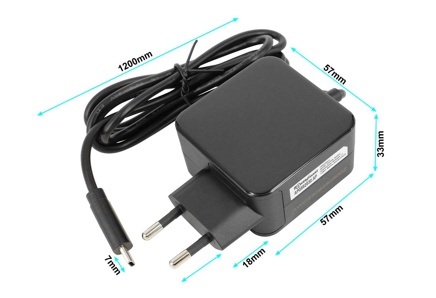 USB-C 65W GaN-Schnellladegerät, kompatibel mit Huawei MateBook, Lenovo Thinkpad, MacBook Pro/Air, Spectre, ASUS Chromebook, Acer, Dell, Google, Samsung, Xiaomi Typ-C-Netzteil