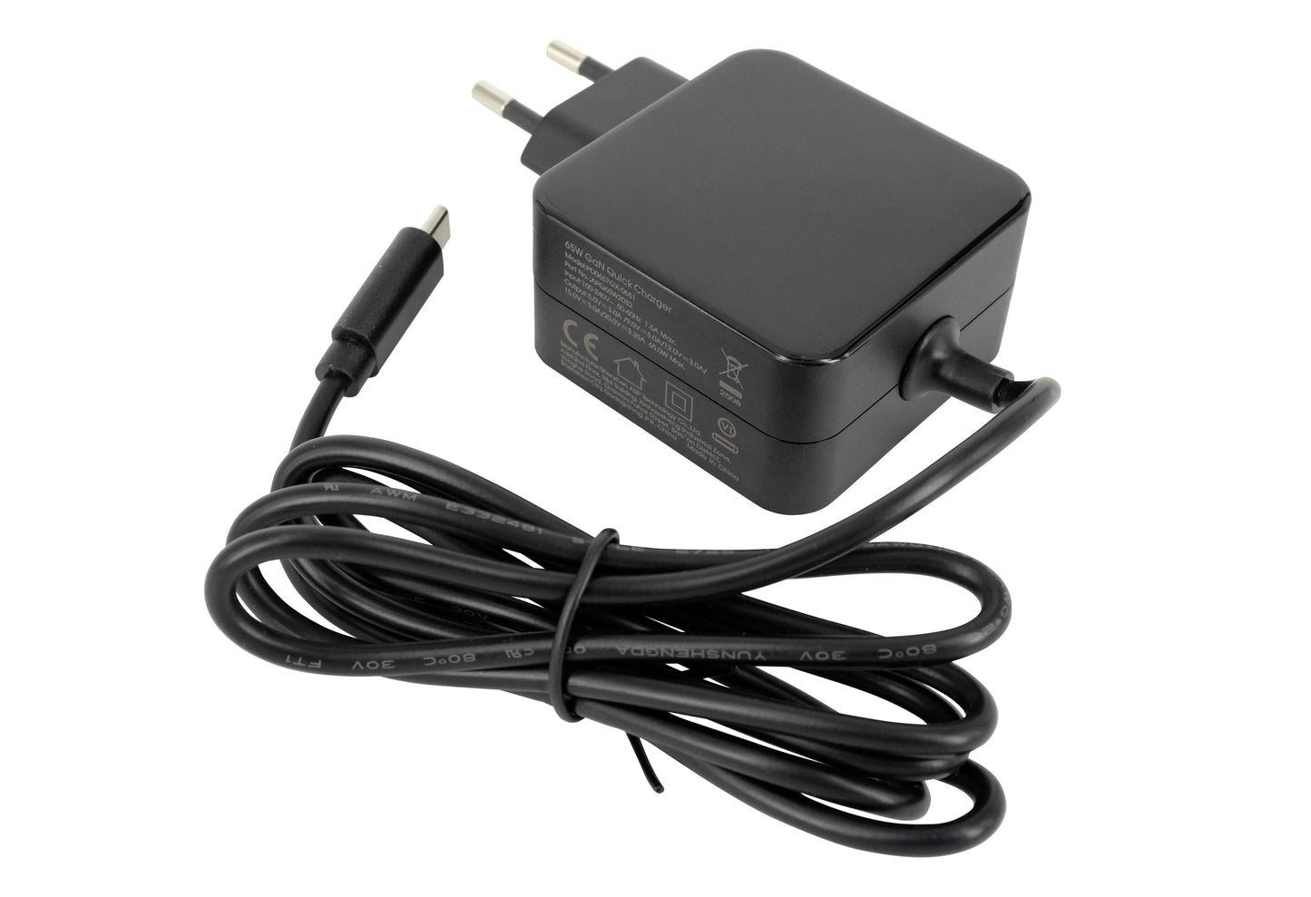 USB-C 65W GaN-Schnellladegerät, kompatibel mit Huawei MateBook, Lenovo Thinkpad, MacBook Pro/Air, Spectre, ASUS Chromebook, Acer, Dell, Google, Samsung, Xiaomi Typ-C-Netzteil