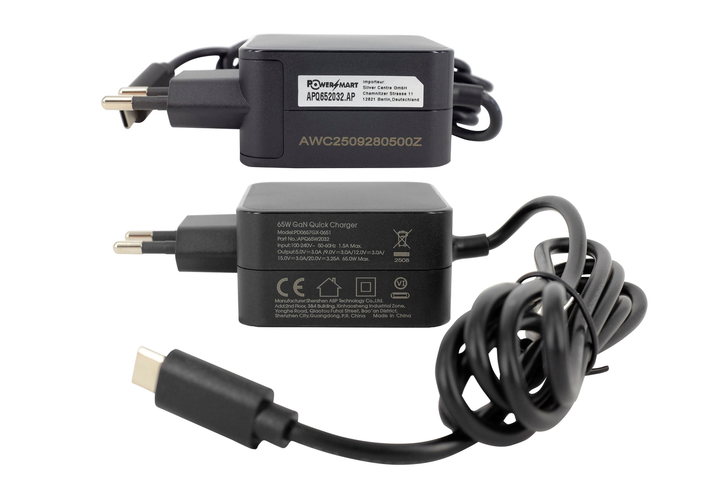 USB-C 65W GaN-Schnellladegerät, kompatibel mit Huawei MateBook, Lenovo Thinkpad, MacBook Pro/Air, Spectre, ASUS Chromebook, Acer, Dell, Google, Samsung, Xiaomi Typ-C-Netzteil