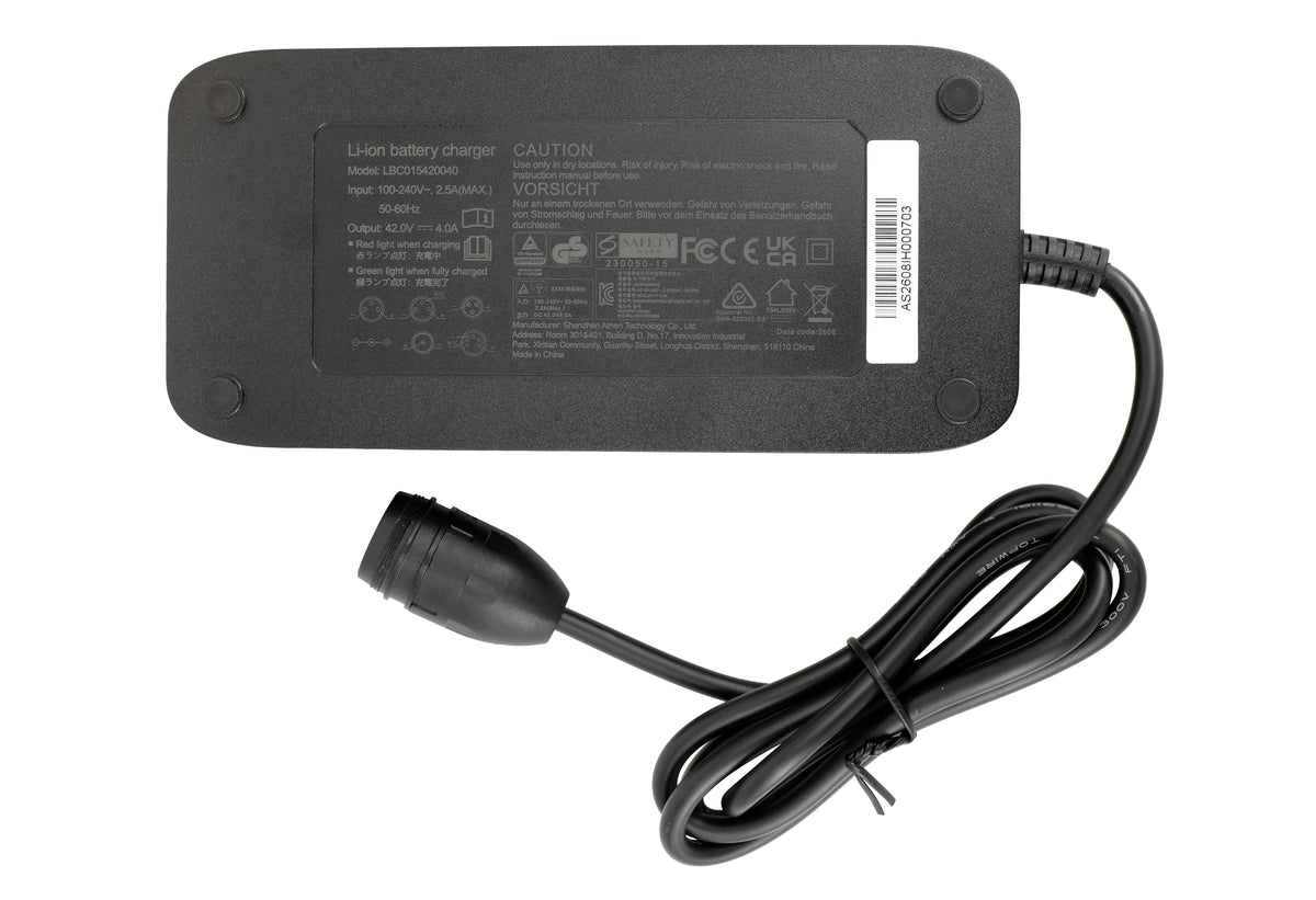 Cargador E‑Bike 42V 4A con Conector Rosenberger de 6 Pines para BMZ, Gazelle Impulse C7/C8 Hybrid y Go SwissDrive – Repuesto BSC42004000 / 24555