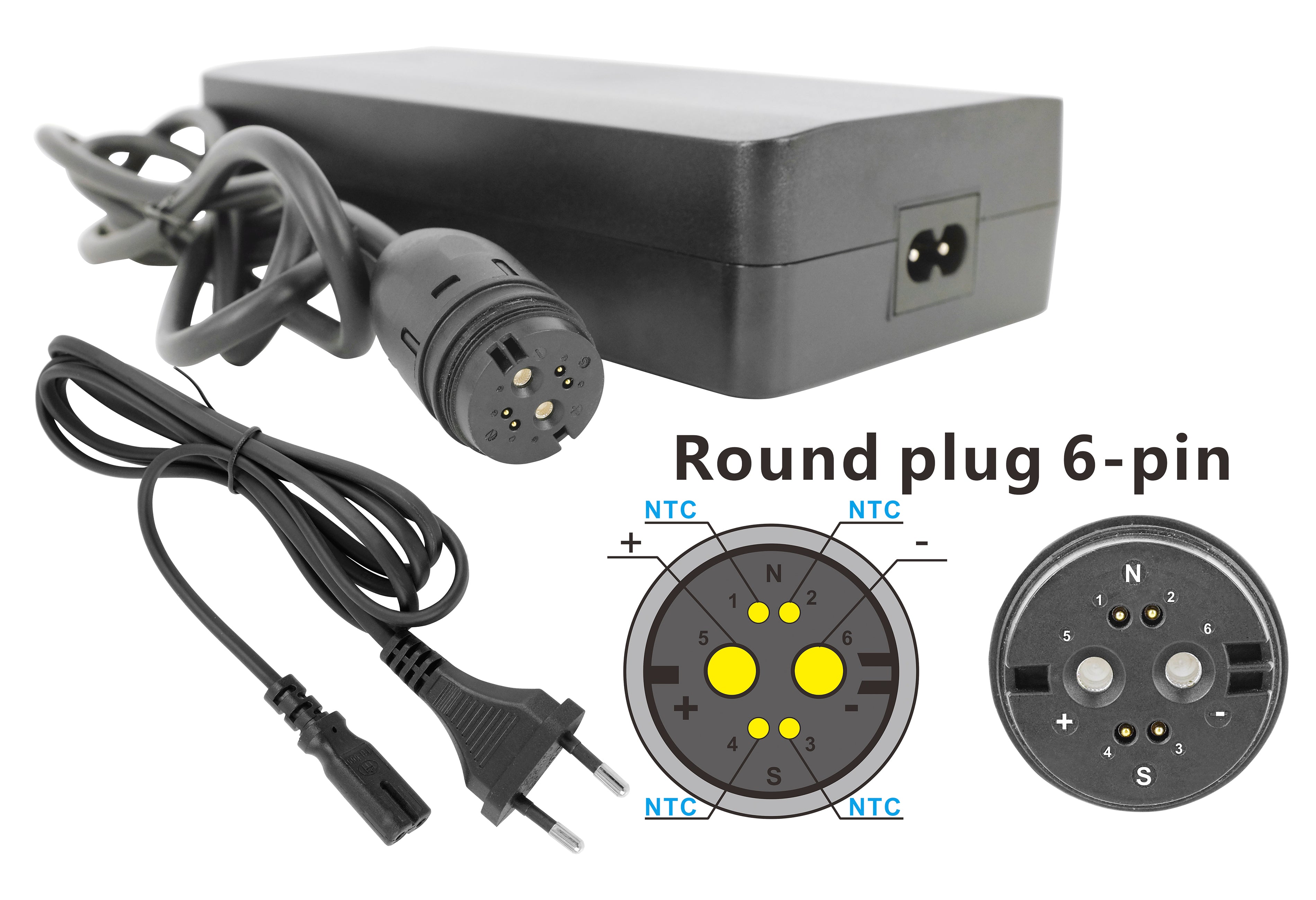 42V 4A Akkuladegerät mit Rosenberger-Stecker, Ladegerät für 36V Rotwild ZEG BMZ Gazelle und alle Akkus mit Rosenberger-Anschluss