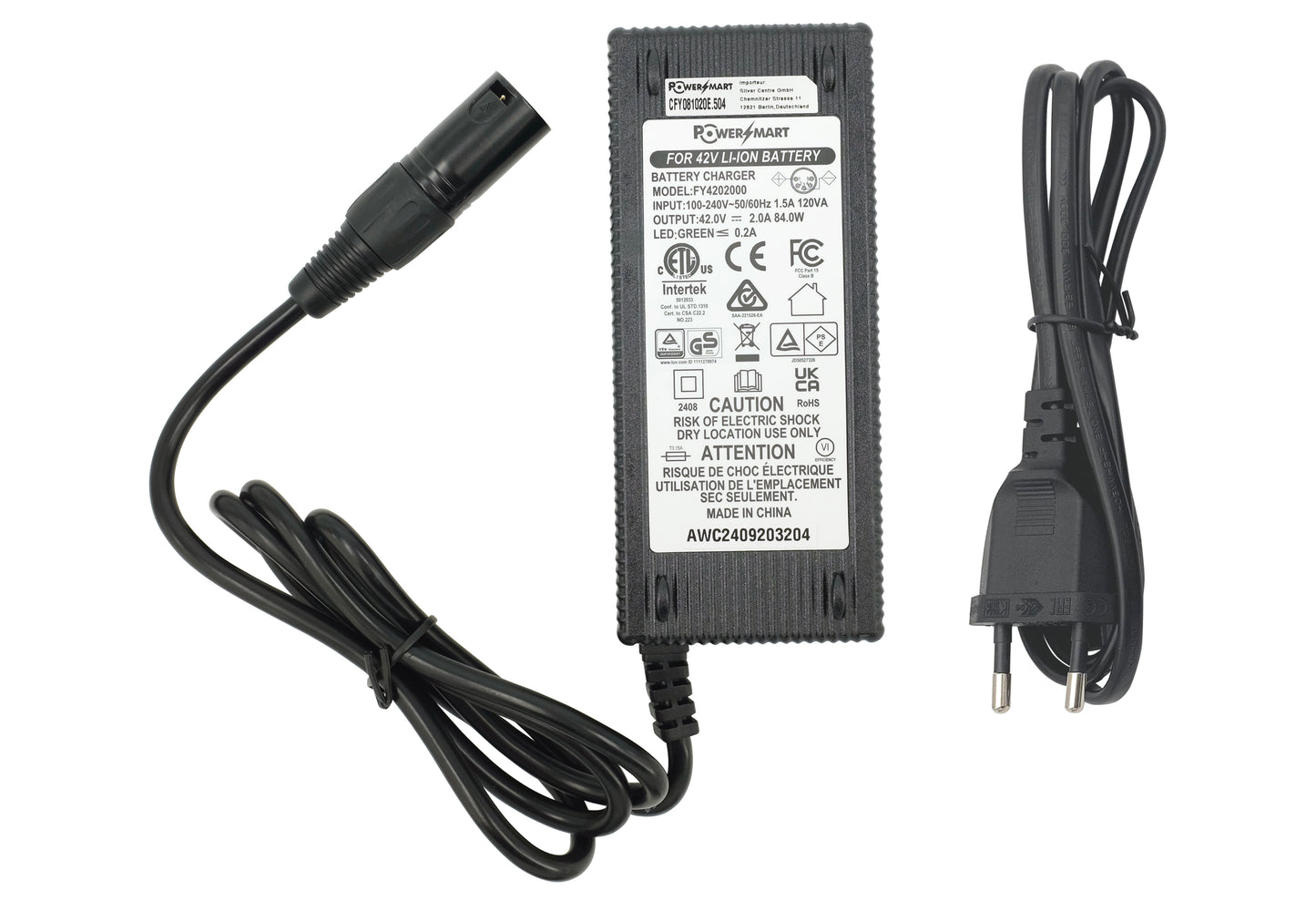 42V 2A Ebike-Akkuladegerät für TranzX BL03, TranzX BL07/GREENS/Hercules/Victoria/Winora